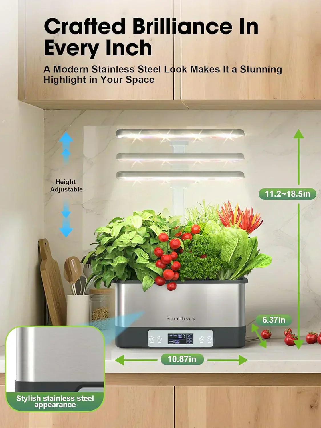 Hydroponic Grow System Kit 8 Smart Indoor Herb Gardens with WiFi App Control Seed Pod Kit