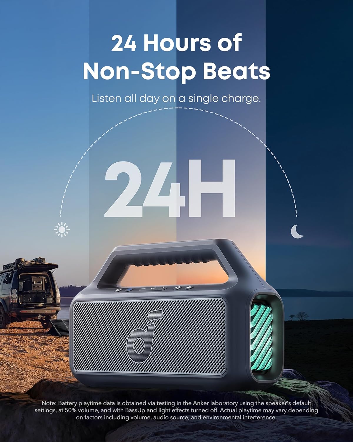 Outdoor Speaker 80W Subwoofer BassUp 2.0 24H Playtime IPX7 Waterproof Floatable RGB Lights