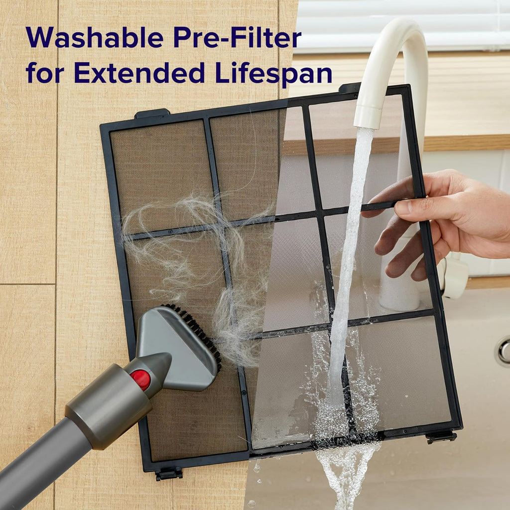 Large-room air purifier for home use with air quality monitor, washable pre-filter, and pet-friendly