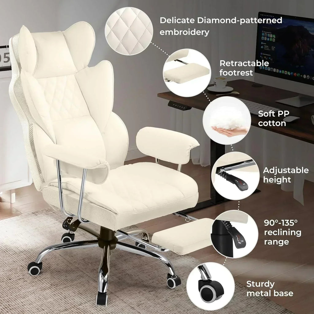 Large high back office chair high back leather gaming chair with footrest