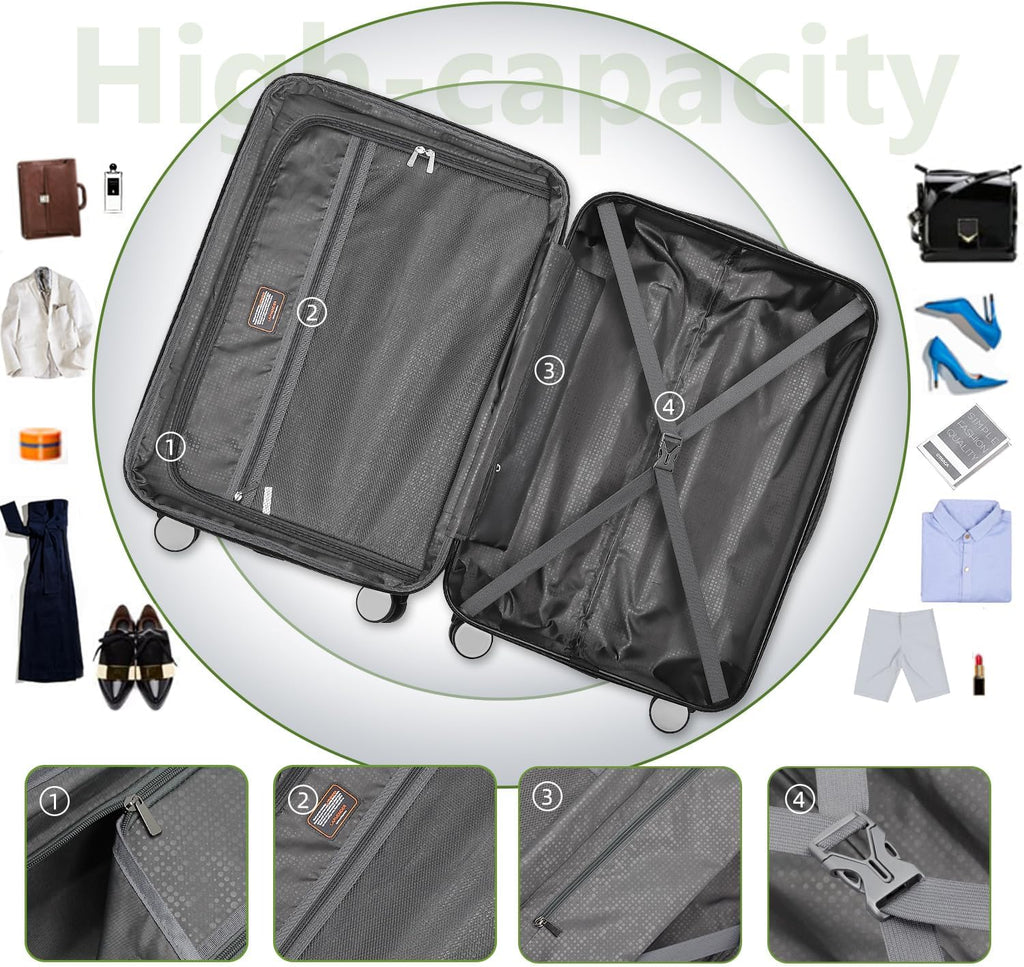 Luggage 6-piece hardshell expandable suitcase lightweight travel carry-on luggage set