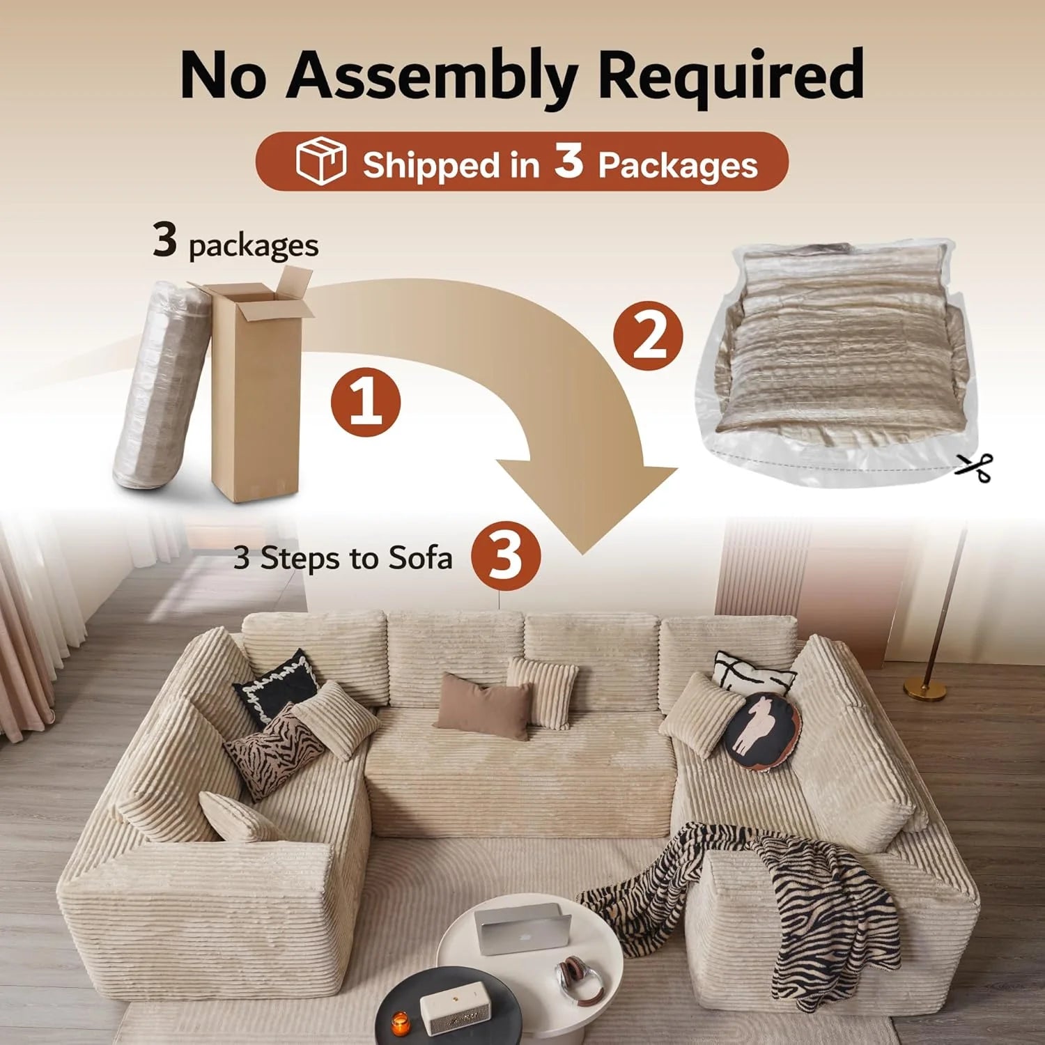 Ovios 104 Cloud Section Sofa L-shaped lounge chair, modern modular sofa