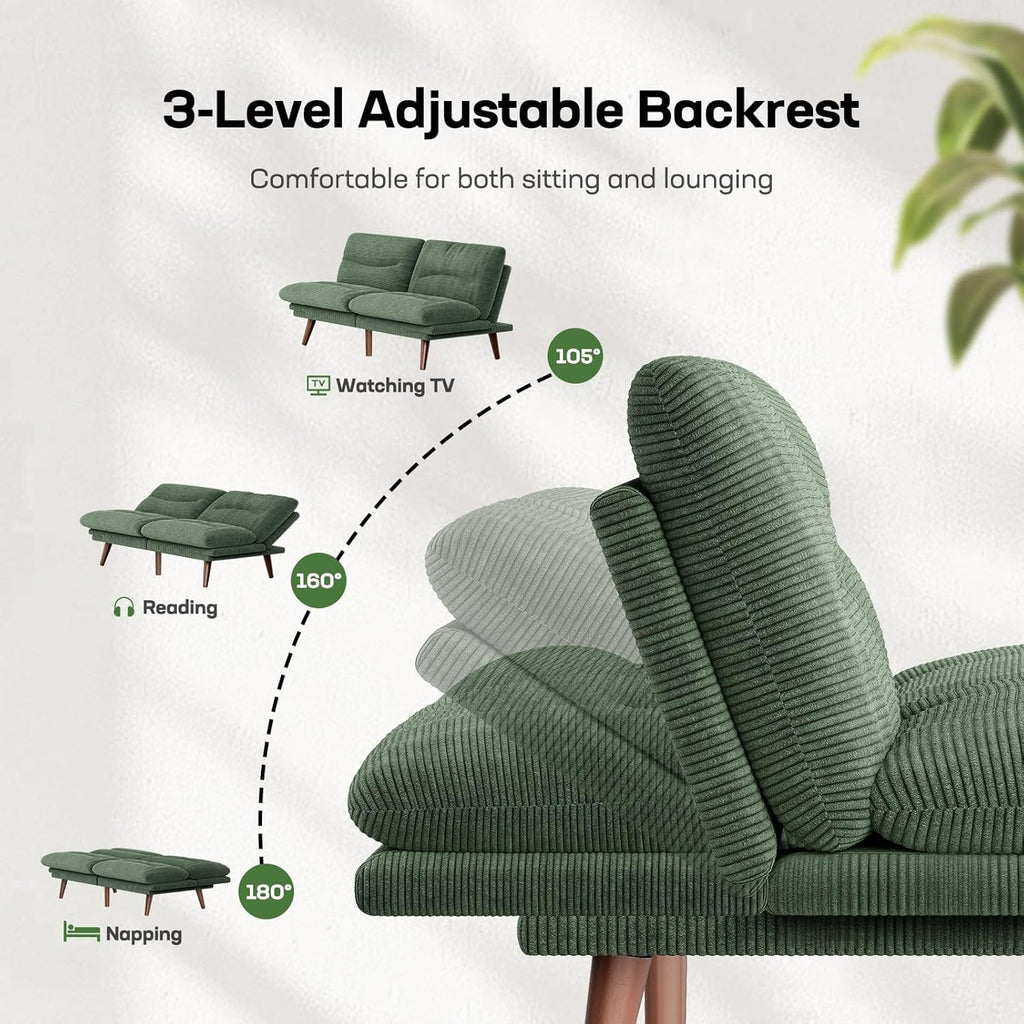 Futon Sofa Bed Futon Sofa Adjustable Back Armrests Converts to Small Sleeper Sofa Bed