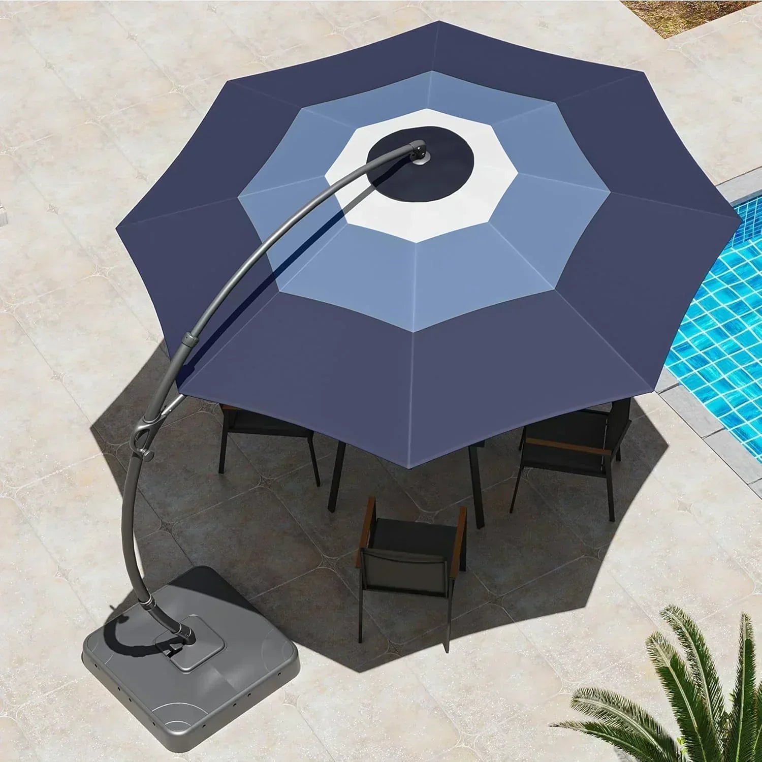 LAUSAINT HOME Outdoor Patio Umbrella with Base included 11 FT Deluxe Curvy Cantilever Umbrella