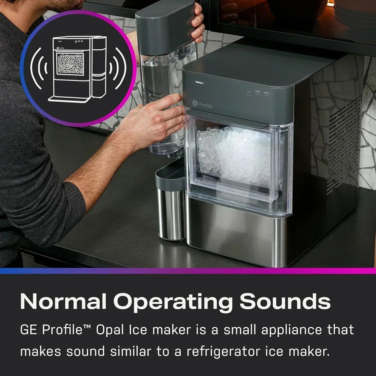 GE Profile Opal 2.0 with 0.75 Gallon Tank Chewable Crunchable Countertop Nugget Ice Maker