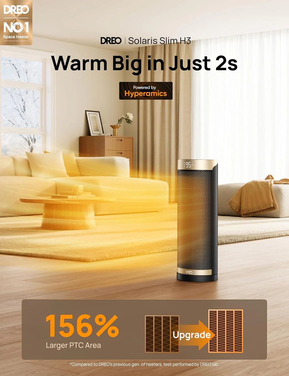 Dreo Space Heater, 1500W Electric Heaters for Indoor Use with Thermostat, 70�� Oscillation, 8 Safety Protections, 5 Modes, Remote, 12H Timer, Quiet Portable Heater for Office, Bedroom, Large Room