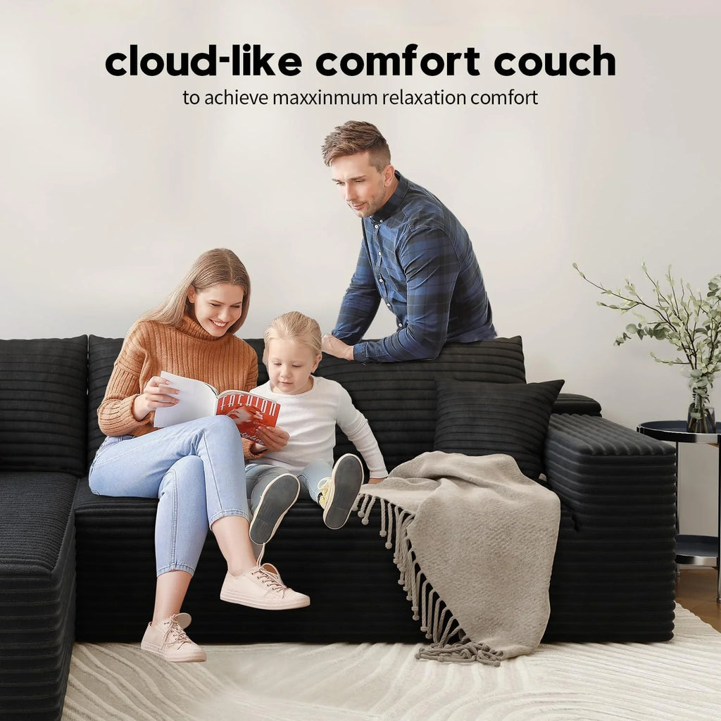 107.5 Cloud Modular Sectional Sofa Couch with L-Shape Chaise,Modern Minimalist Upholstered Couches