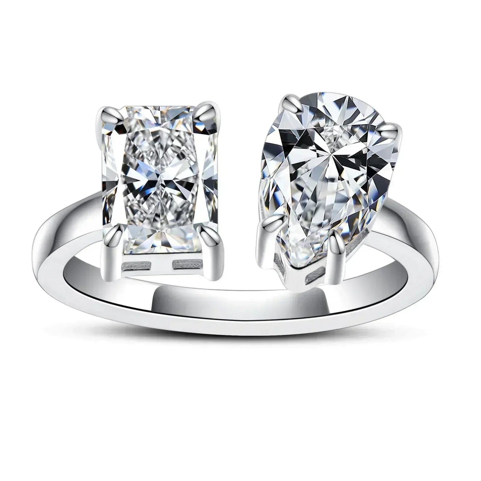 Heart/Pear/Radiant/Round Cut Moissanite Rings D Color VVS1 925 Sterling Silver Statement