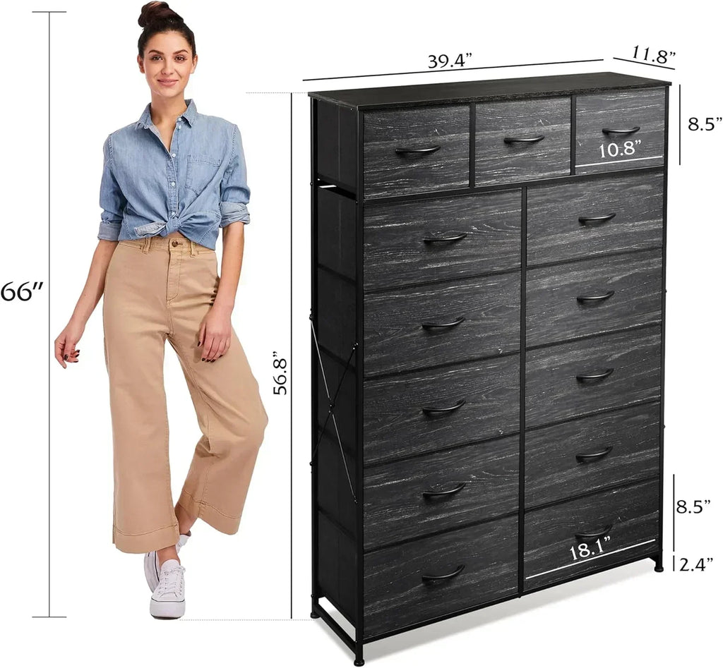 WLIVE Storage Organizer Unit with 13 Fabric Bins Storage Drawers Organizer with Steel Frame