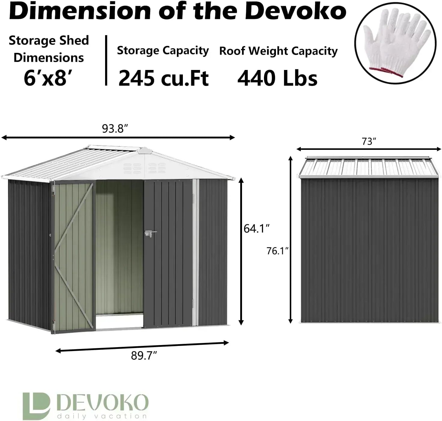 Devoko Outdoor Storage Shed Lockable Metal Garden Shed Steel Anti-Corrosion Storage House