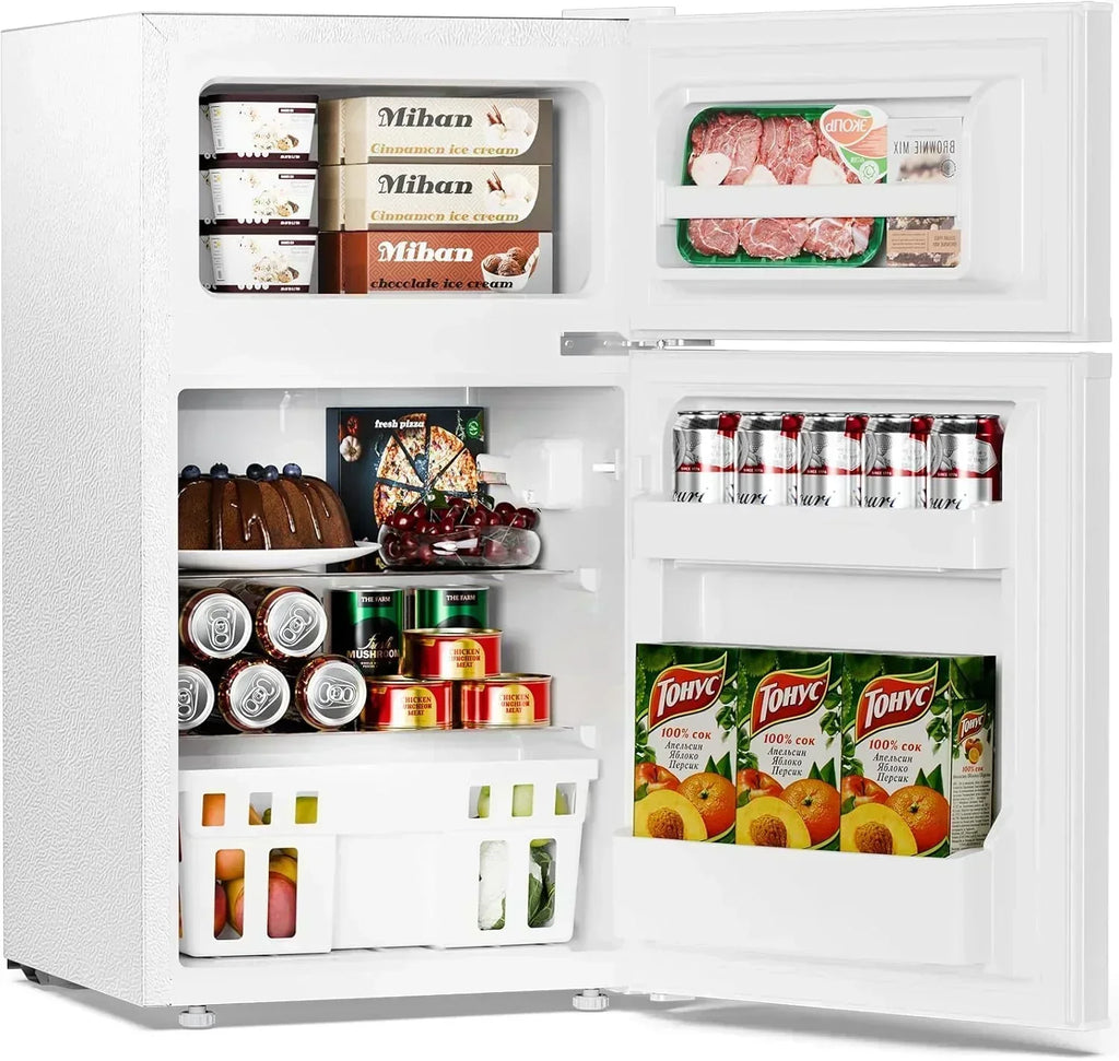 Antarctic Star Compact Mini Refrigerator Separate Freezer Small Fridge Double 2-Door