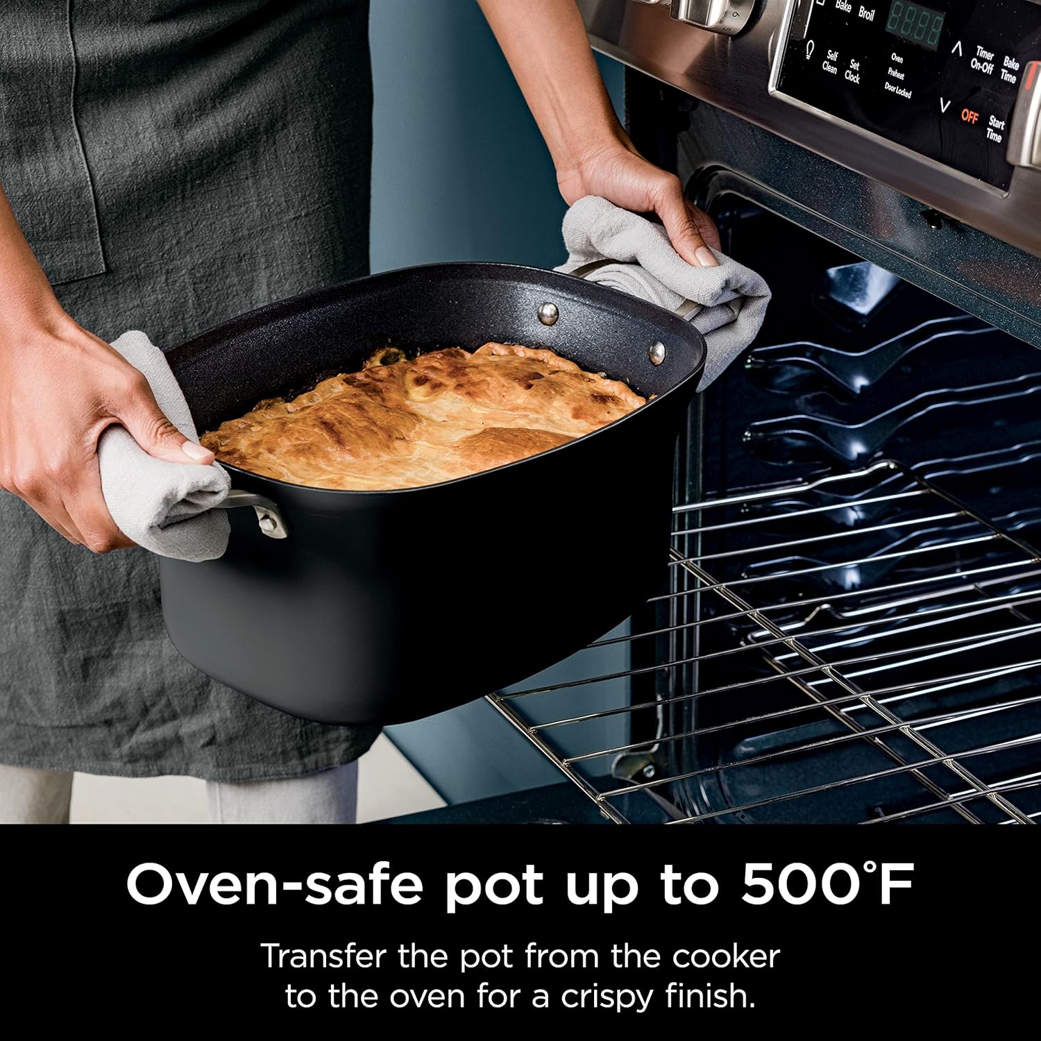 Ninja Slow Cooker 8.5 Quart Multi Cooker with Dutch oven steamer glass lid with integrated spoon