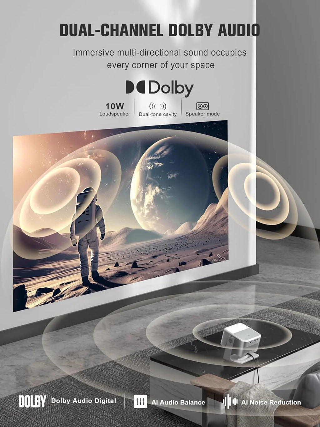 Official Licensed Google TV 4K Smart Projector with WiFi and Bluetooth, VOPLLS Outdoor