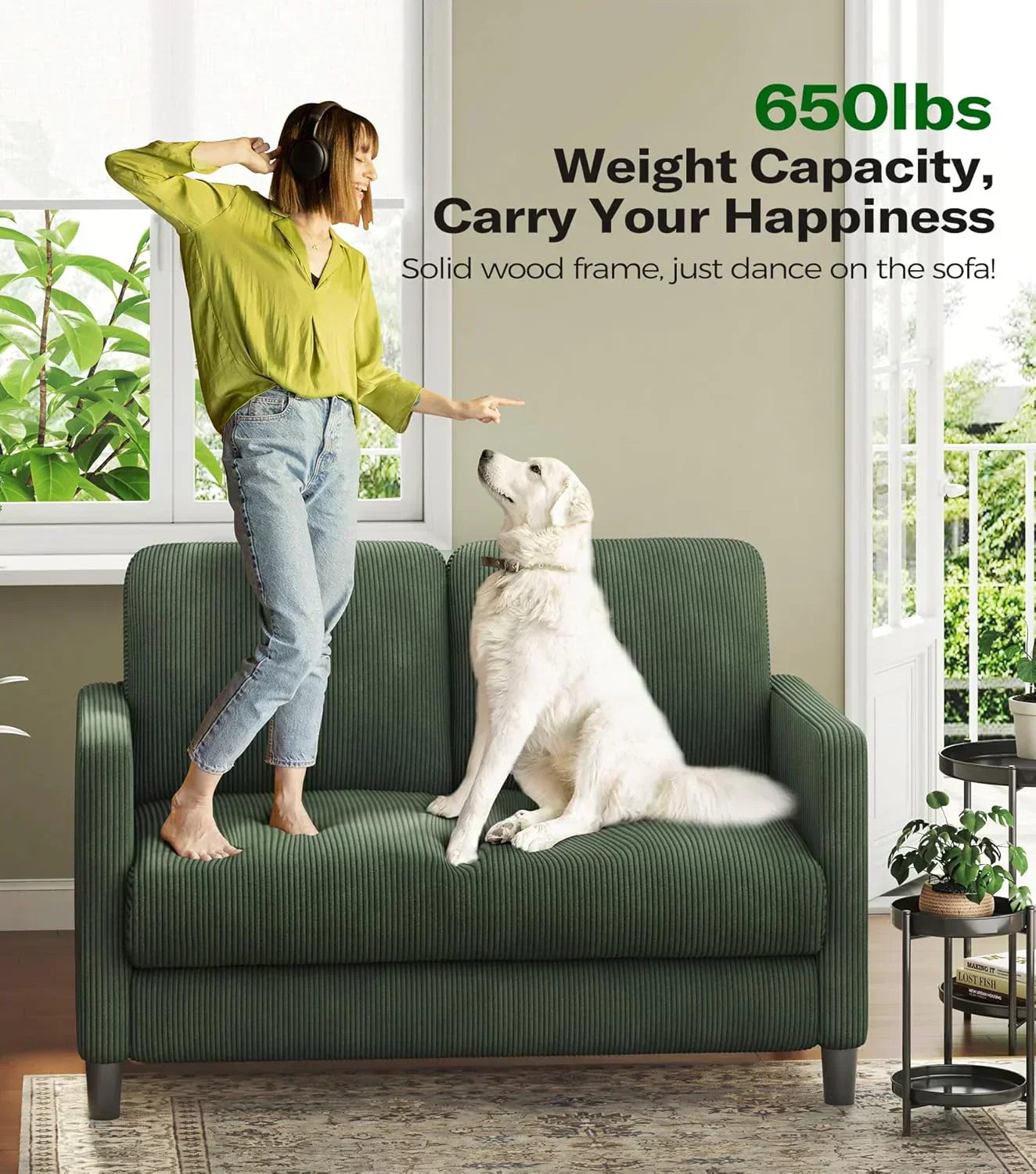 Loveseat Sofa 51 Love Seat Comfy Corduroy Small Loveseat Tool-Free Setup Couch