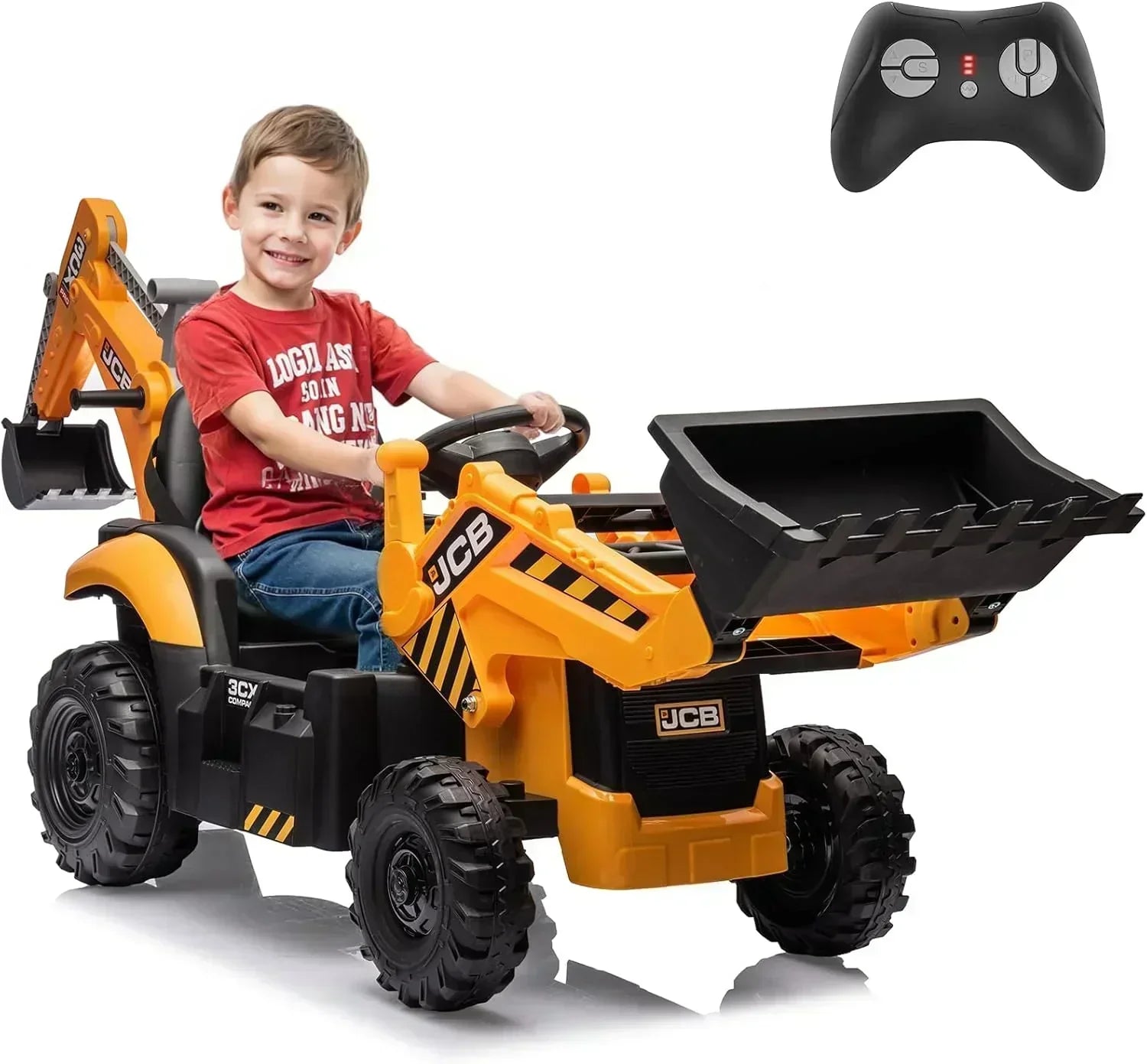 12V JCB Ride On Excavator Ride on Toys for Kids 4-8 Electric Car for Kids with Tractor