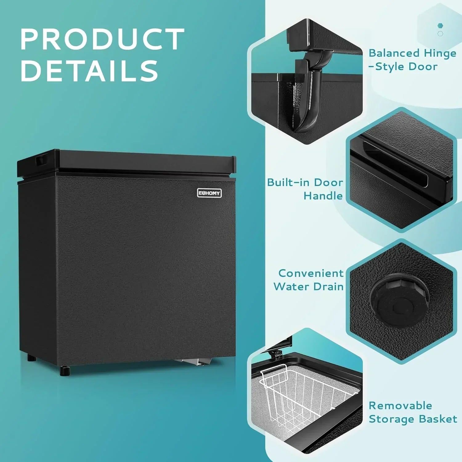 EUHOMY 3.5 Cu.Ft Chest Freezer with Removable Basket Small Deep Freezer Adjustable 7 Thermostat