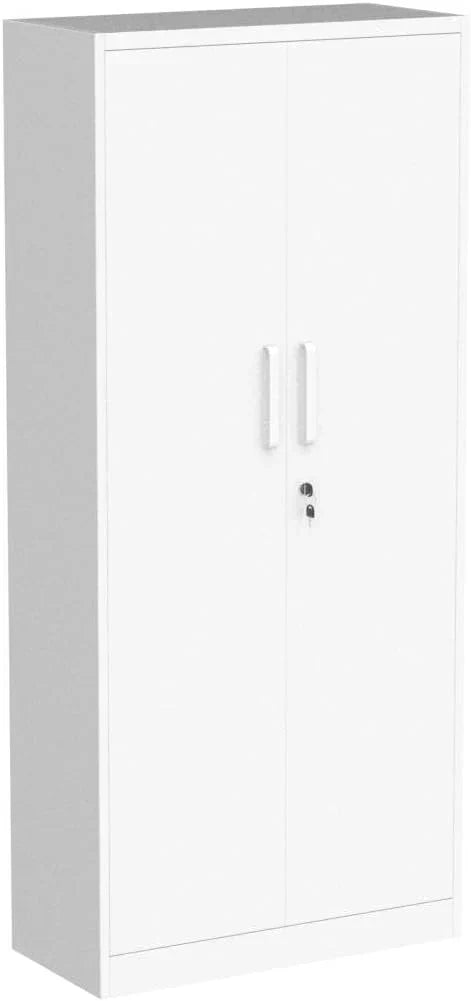 Metal Storage Cabinet with 2 Doors and 6 Shelves Black Metal Cabinet Garage Storage Cabinet