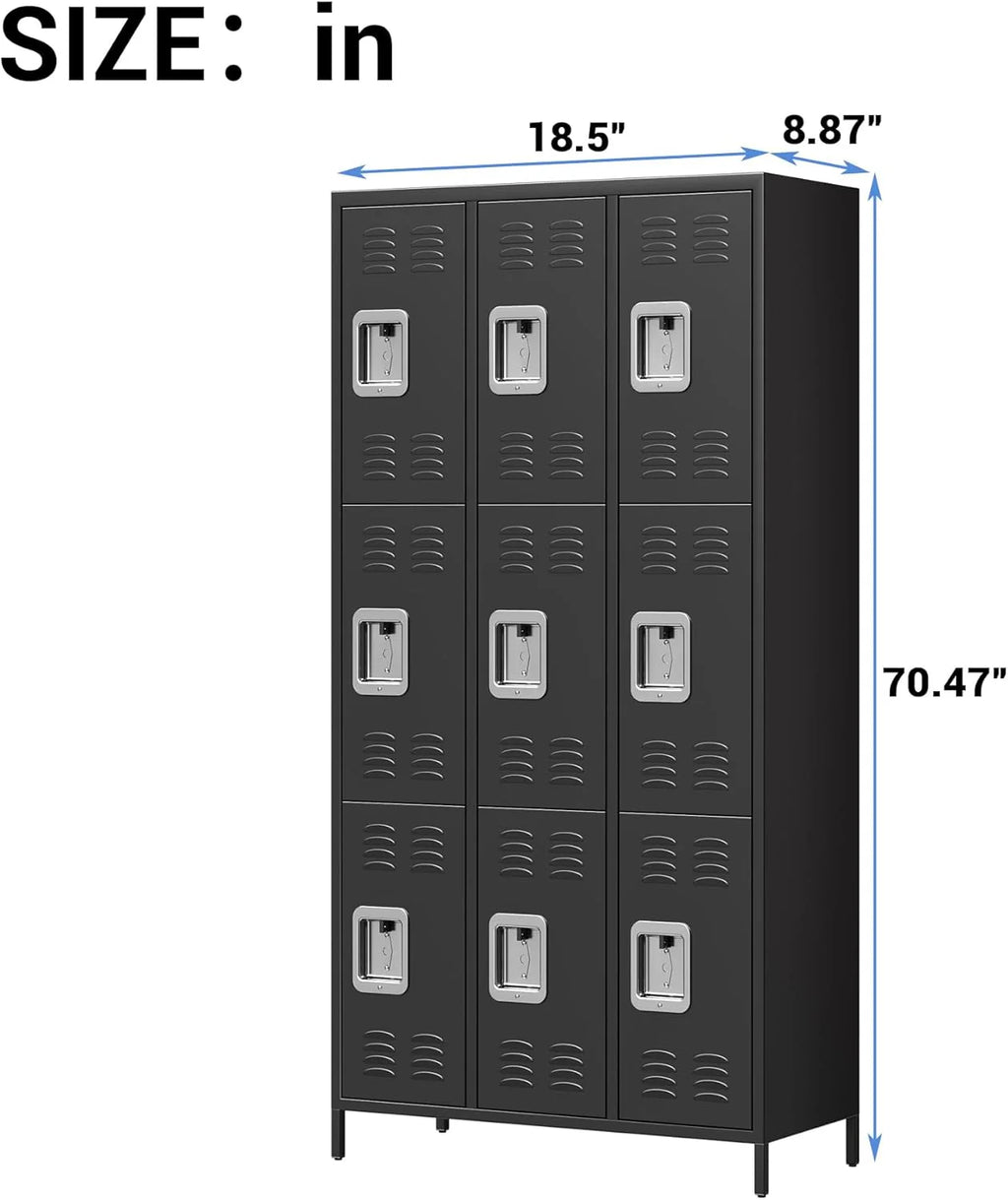 GAOMON Locker for Employees, 6 Doors Locker Cabinet with Hooks, Storage Locker for Home, Office, Gym, School, Assembly Required, Black