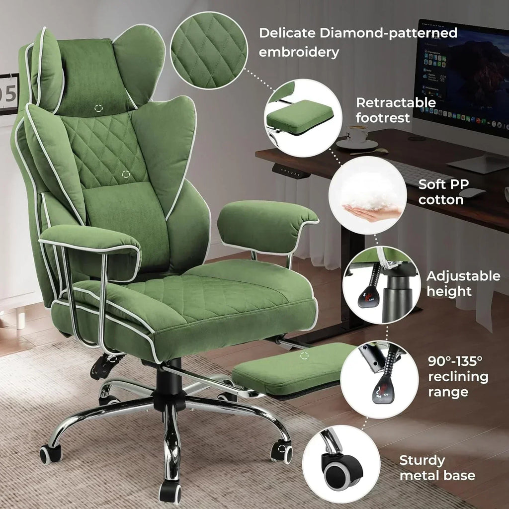 Large high back office chair high back leather gaming chair with footrest