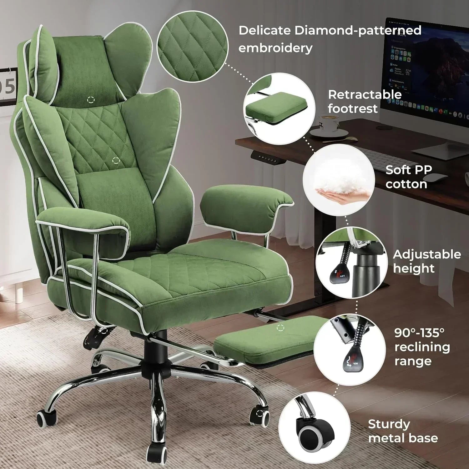 Large high back office chair high back leather gaming chair with footrest