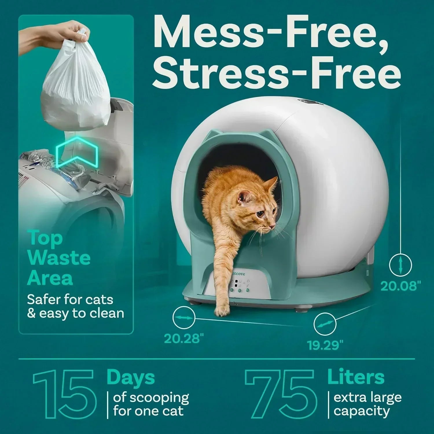 Self Cleaning Litter Box with Auto Safety Sensors Automatic Cat Litter Box Self-Cleaning