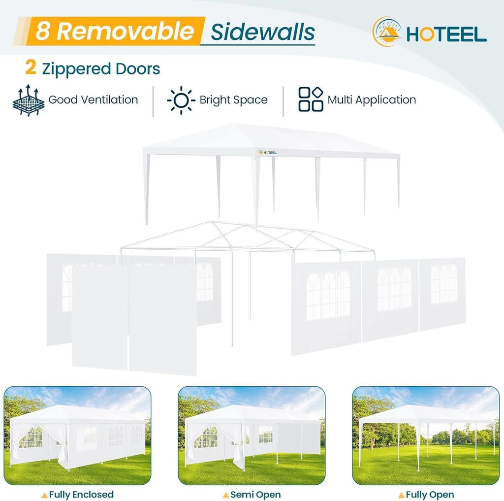 HOTEEL 10x30 Party Tent with 8 Removable Sidewalls for Parties, Weddings, BBQ
