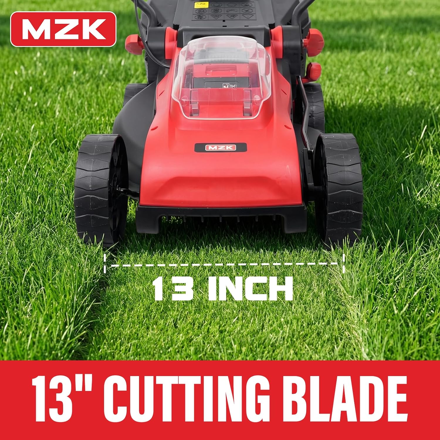 MZK 20V 13 Electric Lawn Mower, Brushless Cordless Lawn Mower with 4-Position Height