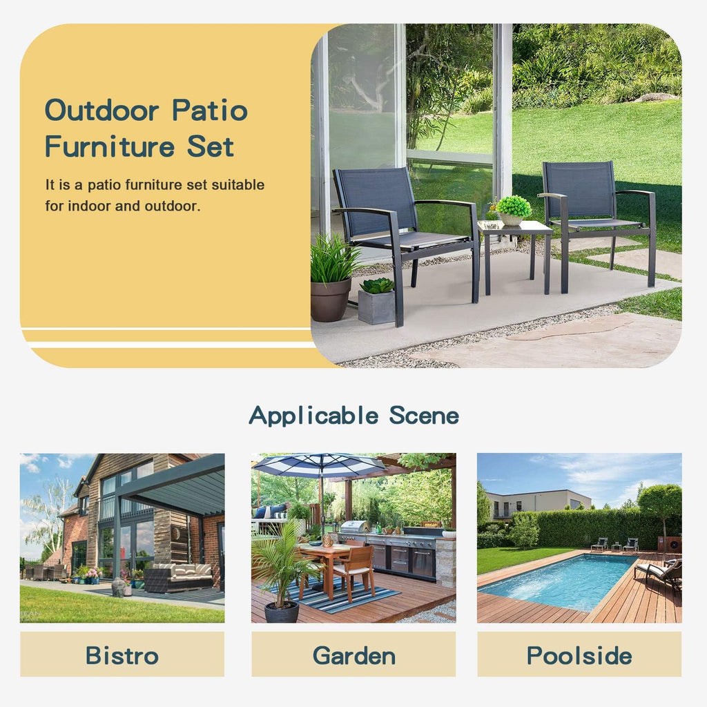 Homall Patio Dining Set 7 Pieces Outdoor Furniture Table and 6 Textilene Chairs, Light Grey