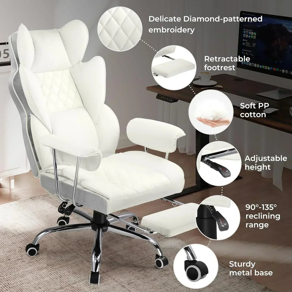 Large high back office chair high back leather gaming chair with footrest