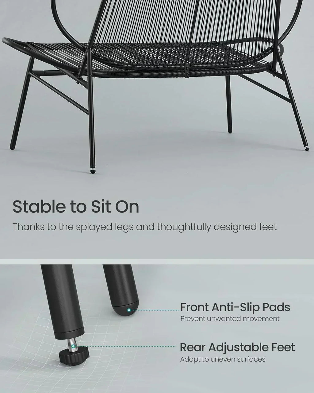 Outdoor Settee 2-Seat Garden Furniture with Backrest PE Rattan