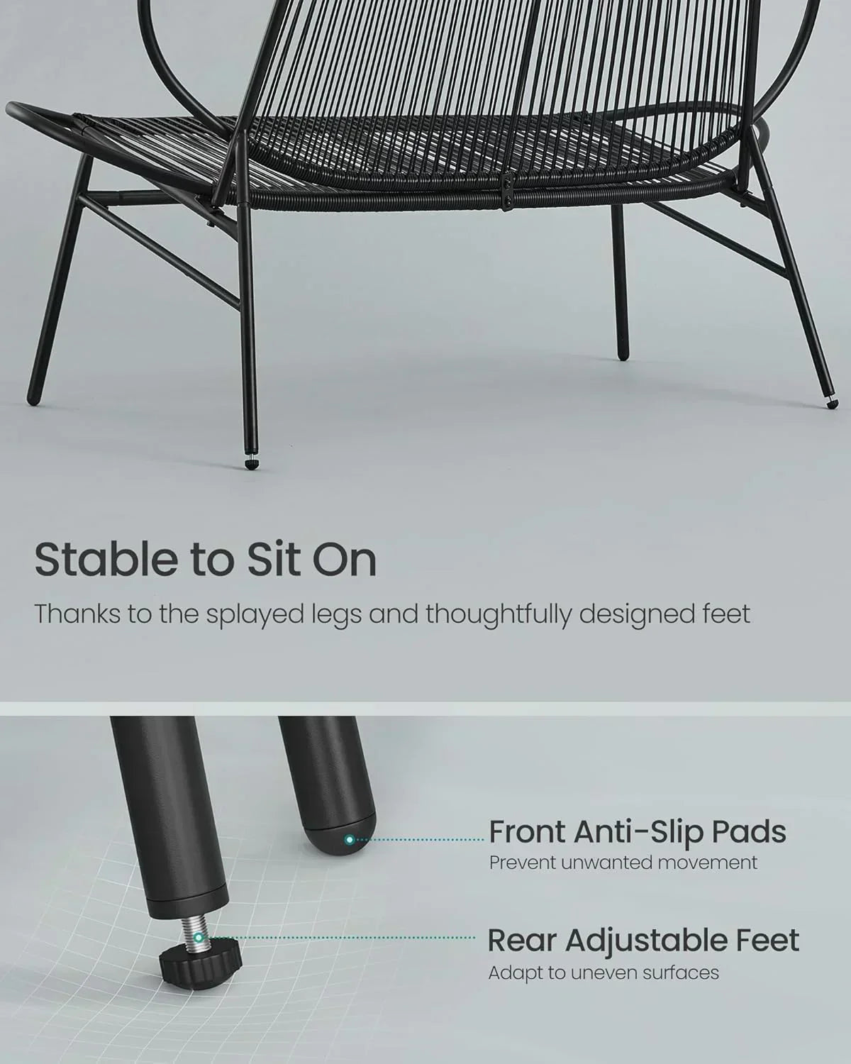 Outdoor Settee 2-Seat Garden Furniture with Backrest PE Rattan