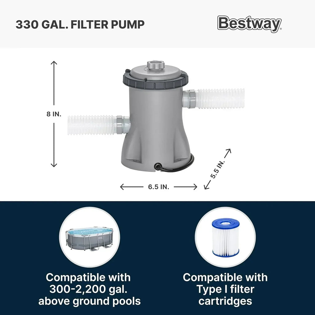 Power Steel 14' x 8'2 x 39.5 Oval Above Ground Pool Set Includes 530gal Filter Pump Ladder