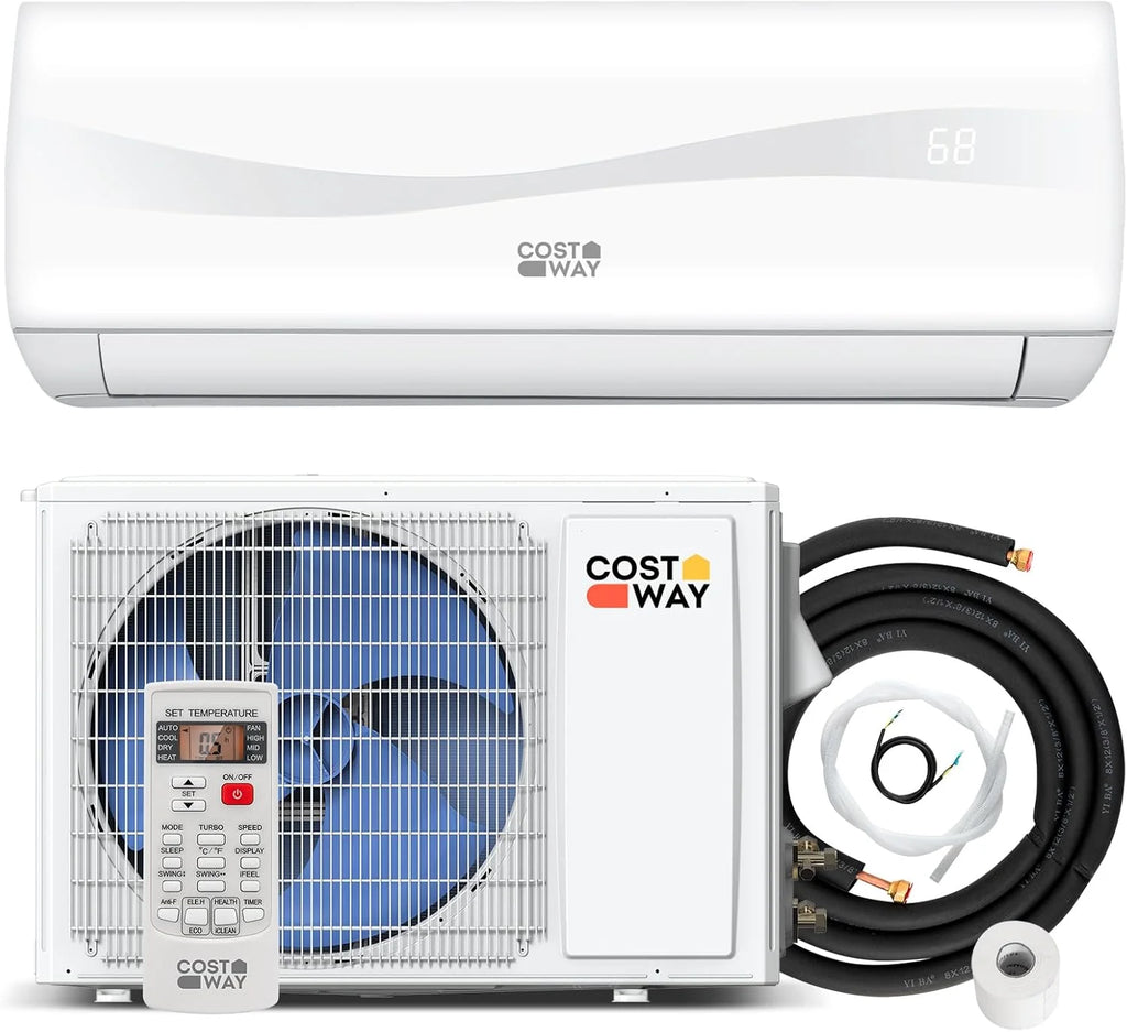 COSTWAY 11500 BTU Mini Split Air Conditioner 115V 17 SEER2 Wifi Enabled Inverter Air Conditioner