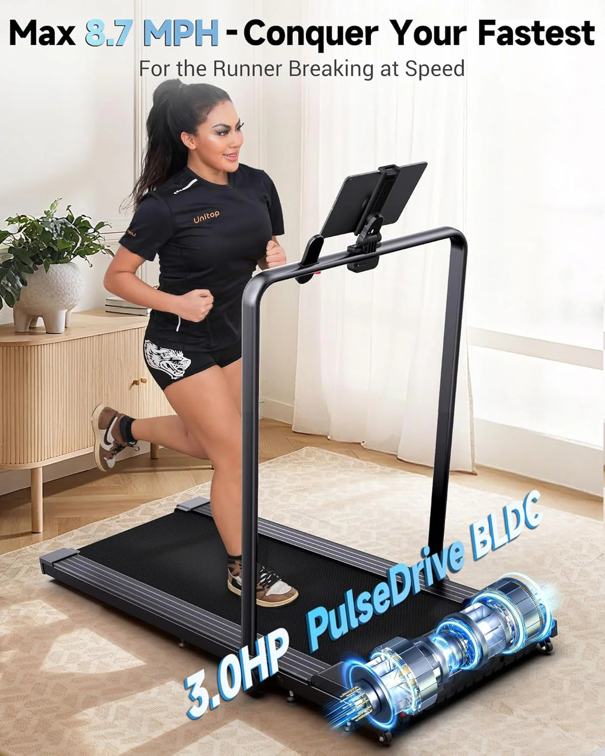PulseDrive 8.7 MPH Walking Pad Treadmill Compact Under Desk Treadmill Walking Running Machine