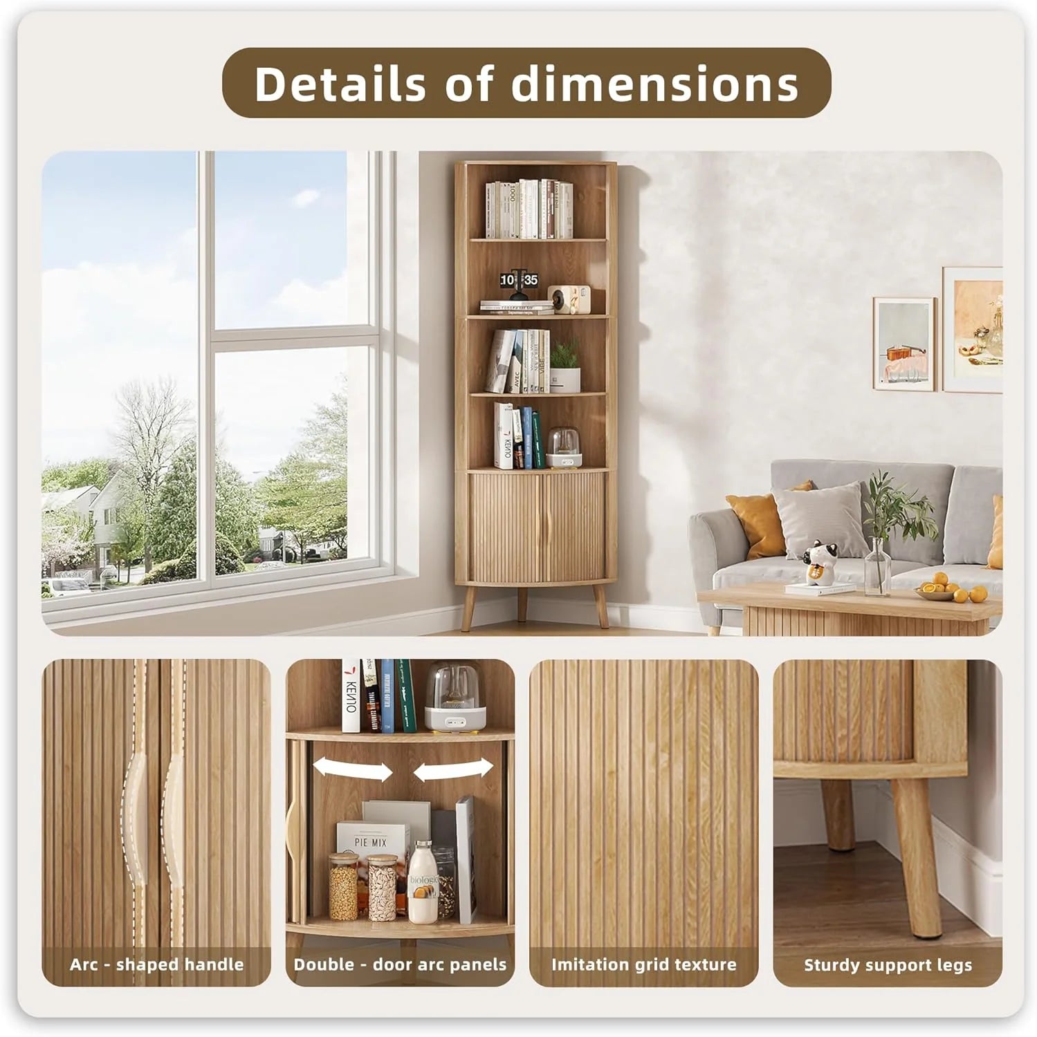 Corner Cabinet, 66.73'' Tall Modern Corner Bathroom Storage Cabinet