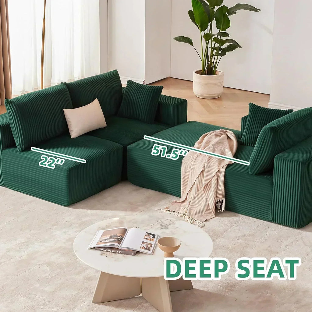 108-inch modular sofa cloud modular sofa with deep seat and reclining chair upholstered sofa