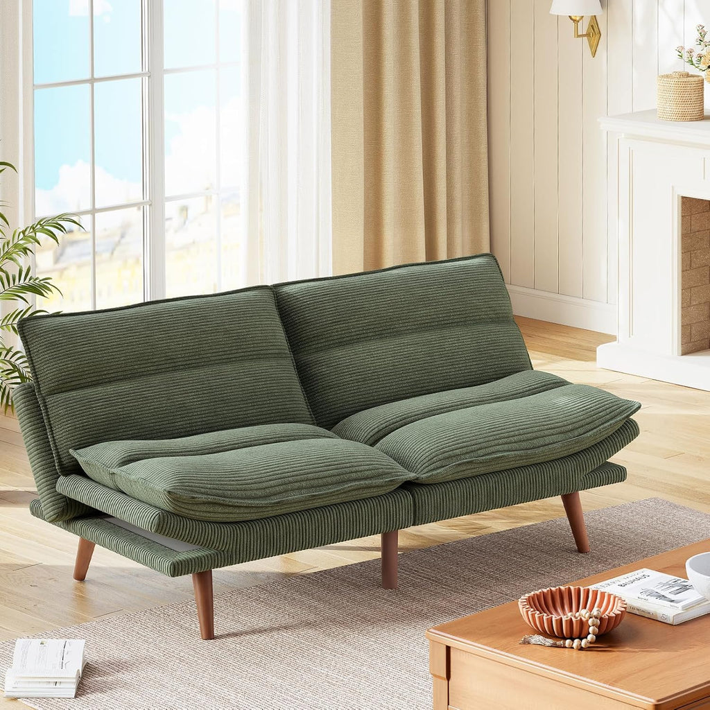 Futon Sofa Bed Futon Sofa Adjustable Back Armrests Converts to Small Sleeper Sofa Bed