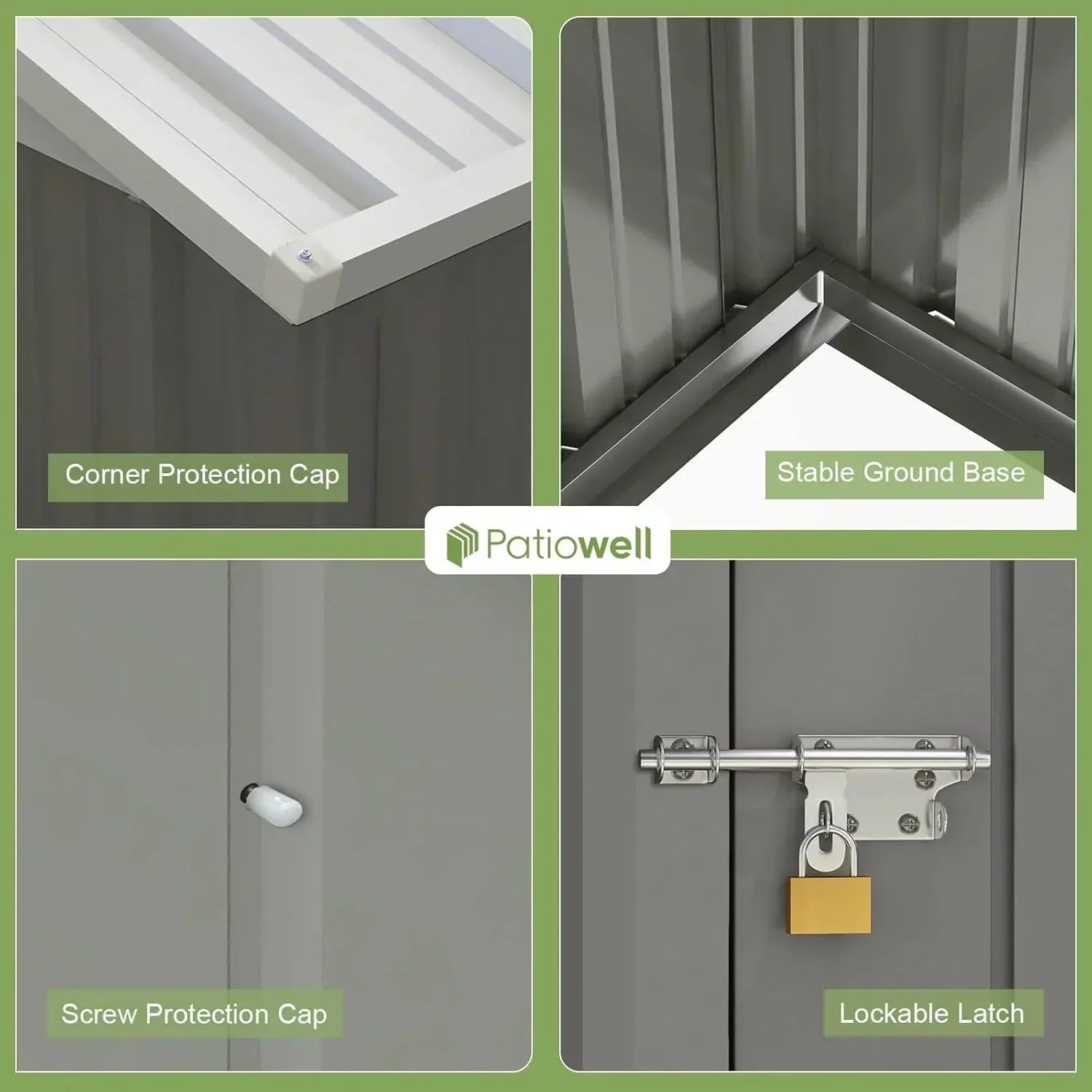 Patiowell 5x3 FT Outdoor Storage Shed Tool Shed with Sloping Roof and Lockable Door Metal Shed
