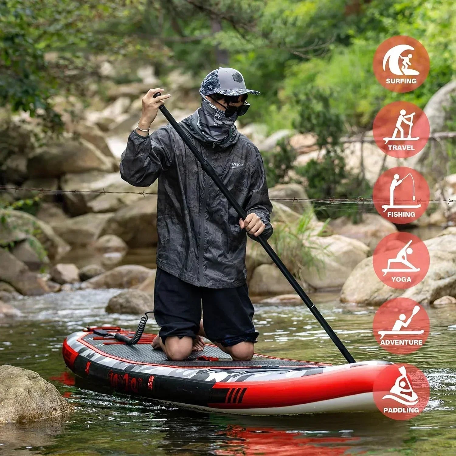 FunWater Inflatable Stand Up Paddle Board Premium SUP Paddle Accessories EVA Deck