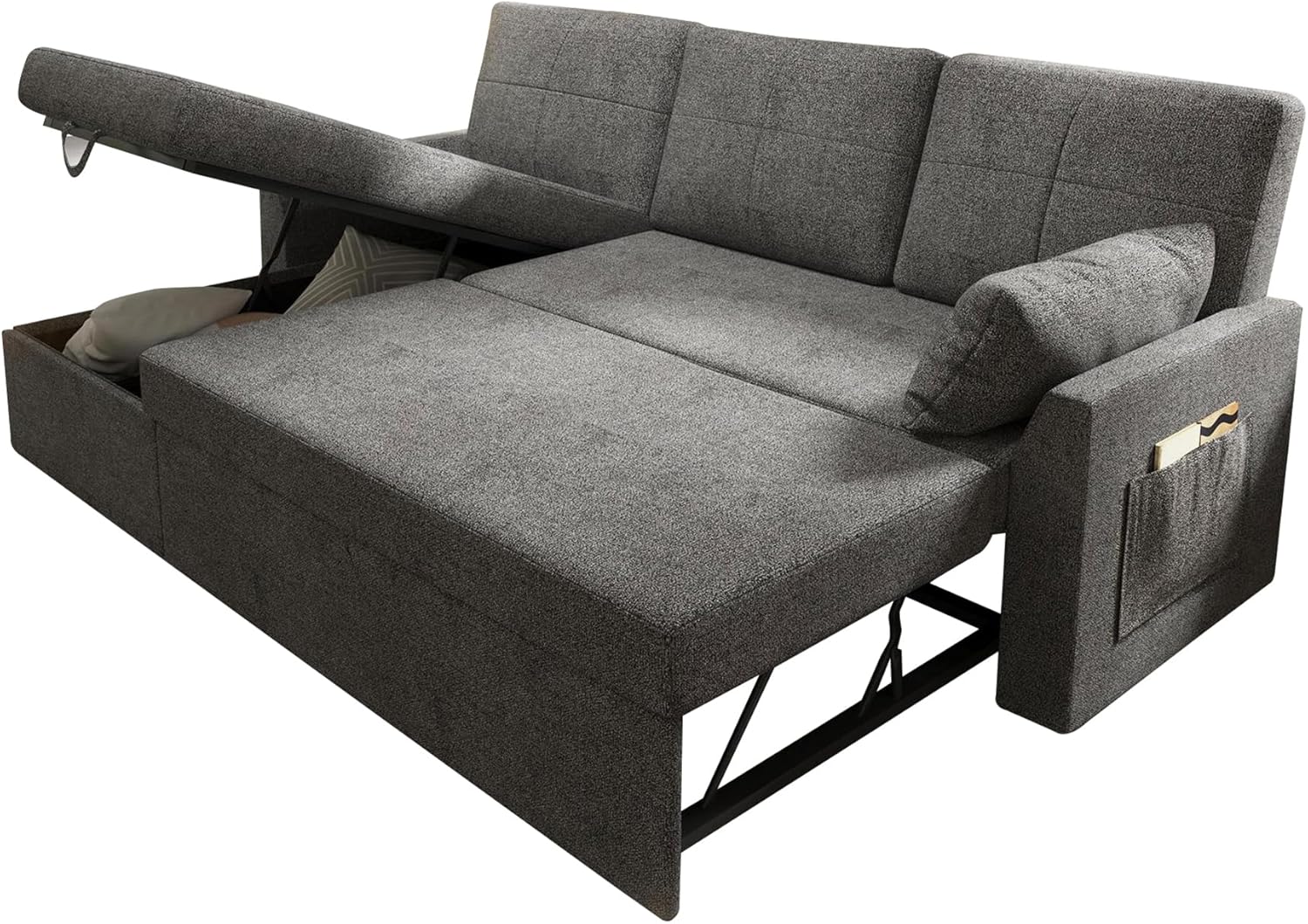 VanAcc Sofa Bed Sleeper Sofa with Storage Chaise 2 in 1 Pull Out Couch Living Room