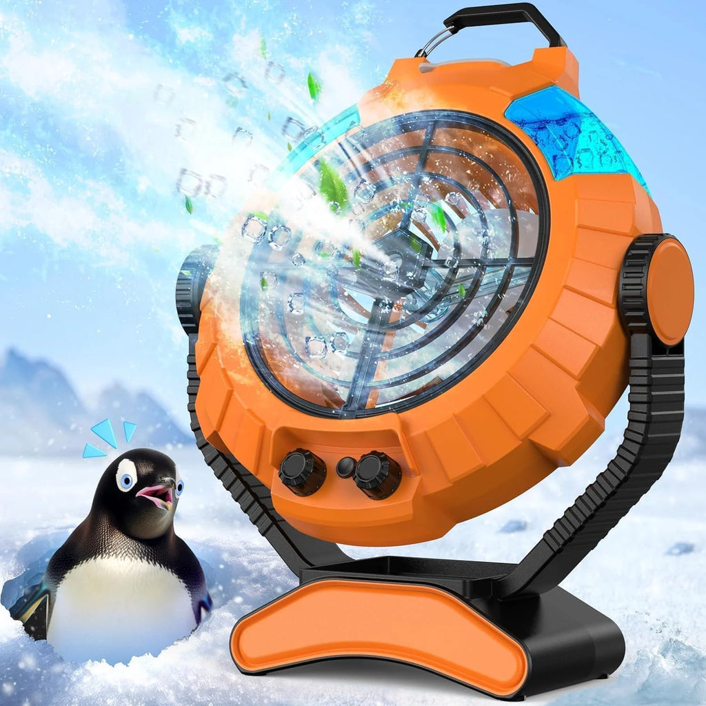 JYew Portable Air Conditioners,Misting Fan With 10000mAh Rechargeable Battery Operated Fan, Outside Camping with Hook USB for Bedroom Outdoor Tents Travel Summer