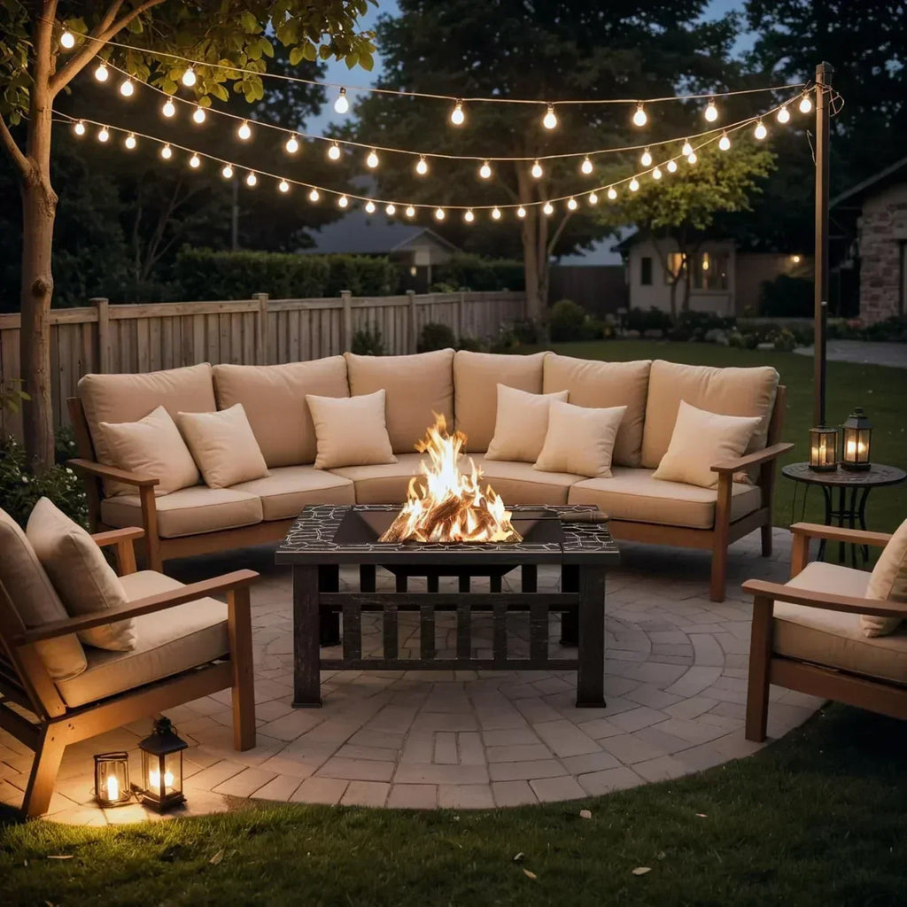 Devoko Outdoor Fire Pit 32 Inch Firepit Table Metal Outdoor Fireplaces with Waterproof Cover