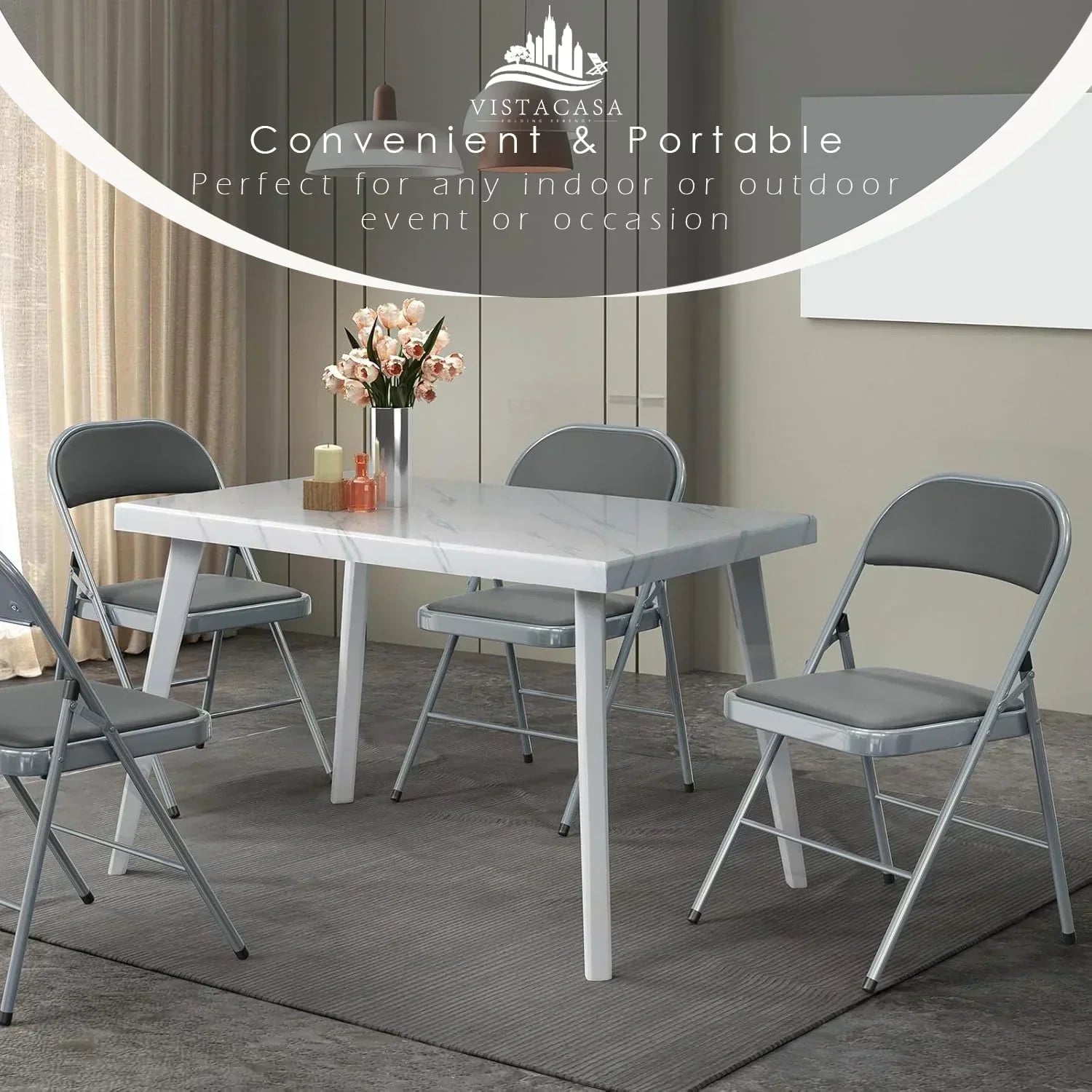6 Pack Black Folding Chairs with Leather Chairs Events Office Wedding Party Upholstered Chairs