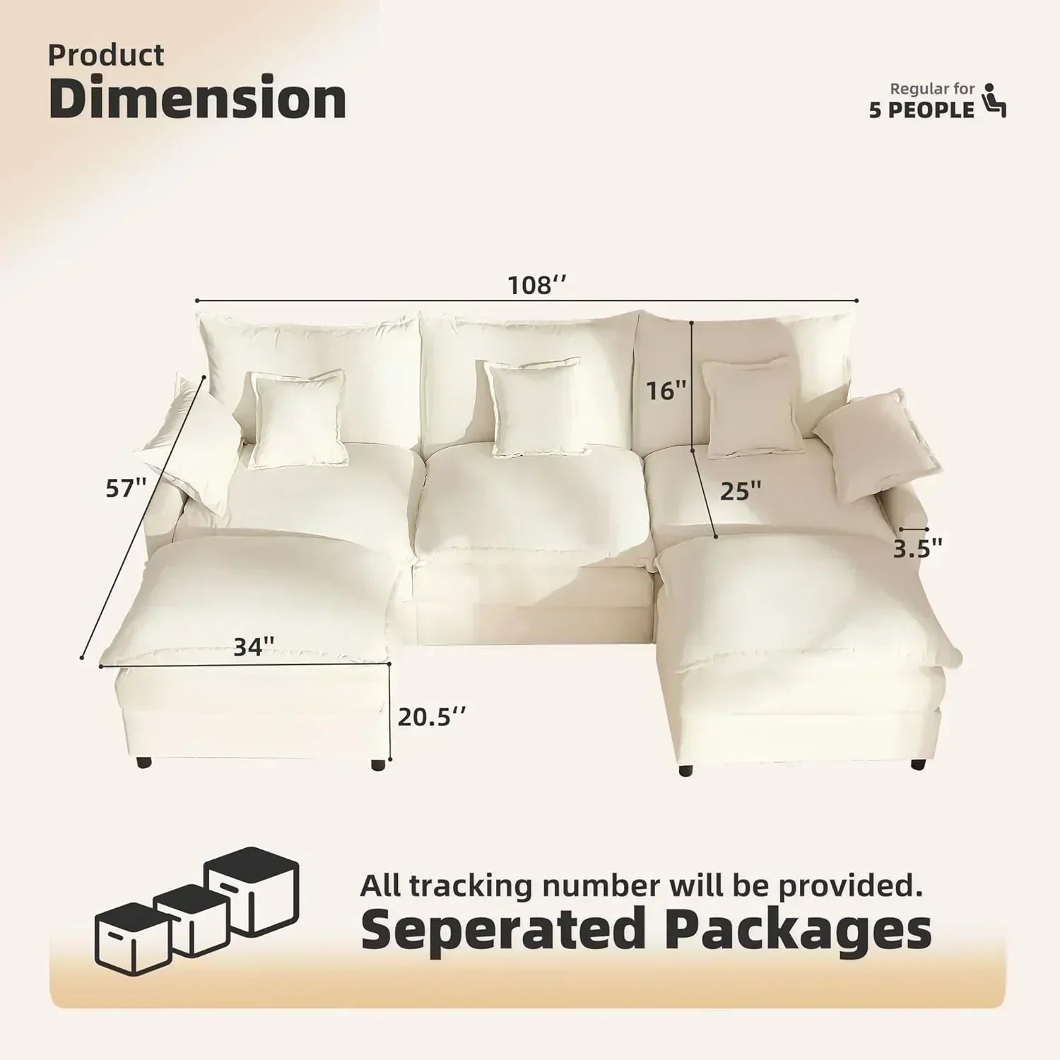108 U-shaped sofa modular sofa Comfortable cloud sofa