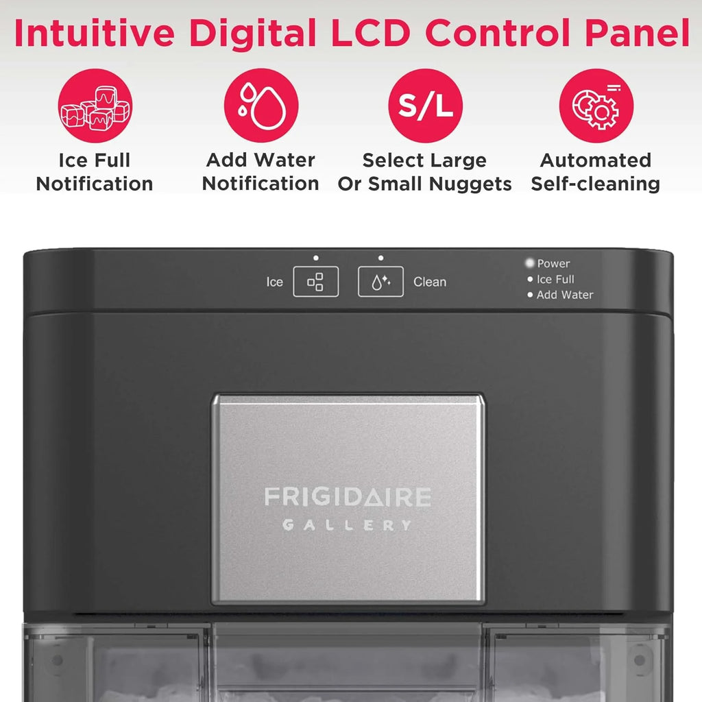 FRIGIDAIRE Gallery Countertop Crunchy Chewable Nugget Ice Maker, 44lbs per Day, Auto Self Cleaning, 2.0 Gen, Black