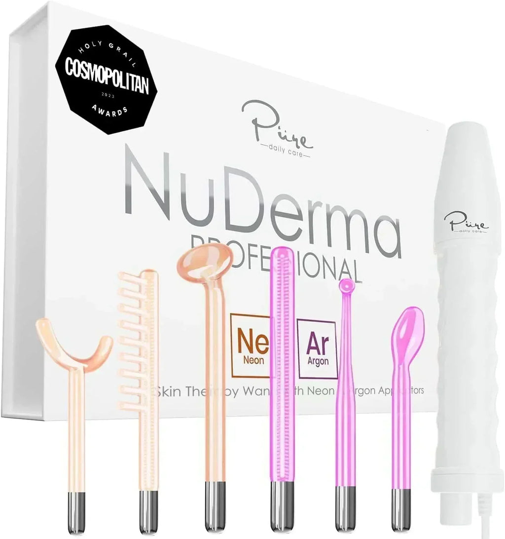 NuDerma Professional Skin Therapy Wand Portable Skin Therapy Machine with 6 Neon Argon Wands