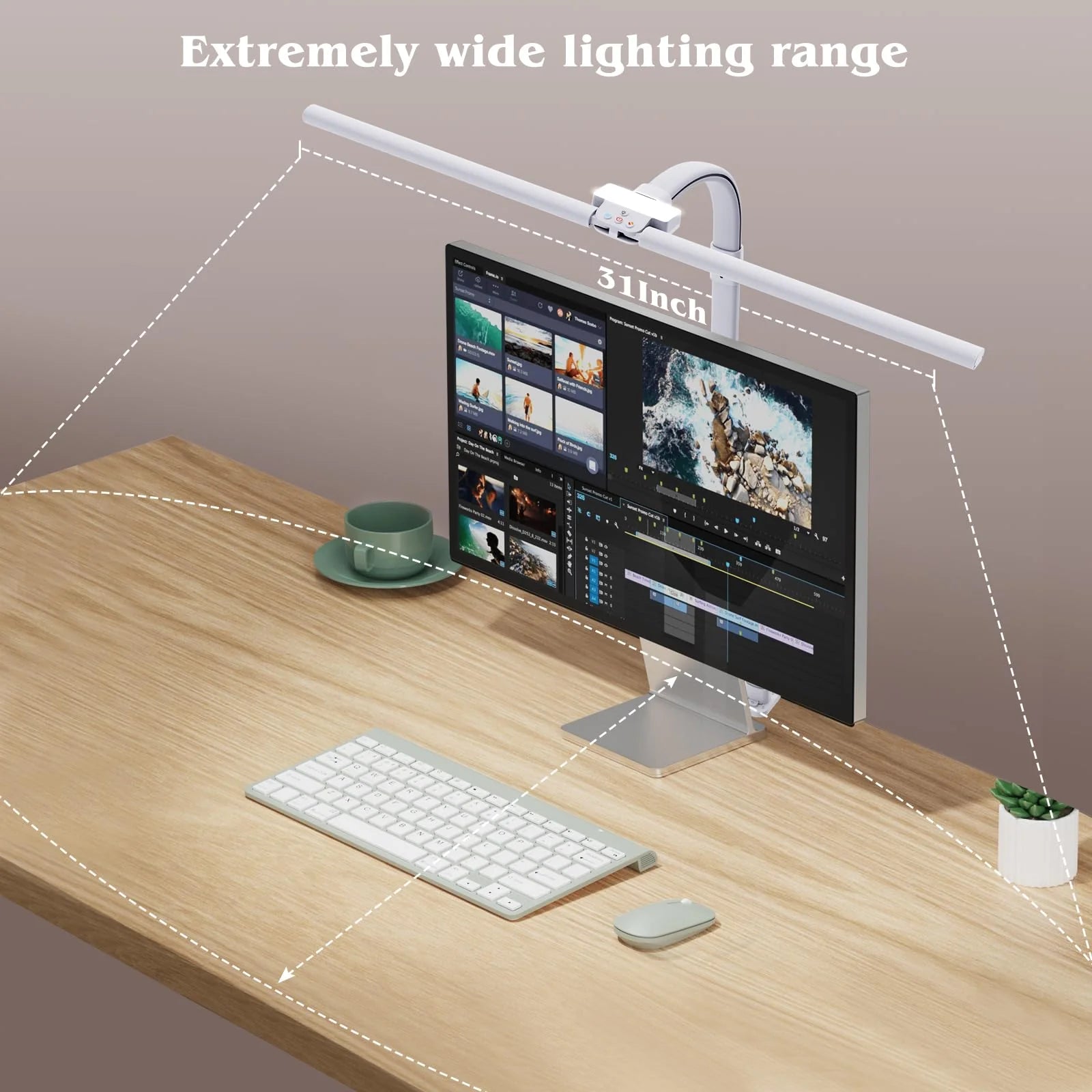 24W LED Desk Lamp with Clamp for Home Office Double Head 5 Brightness 5 Temperatures Gooseneck