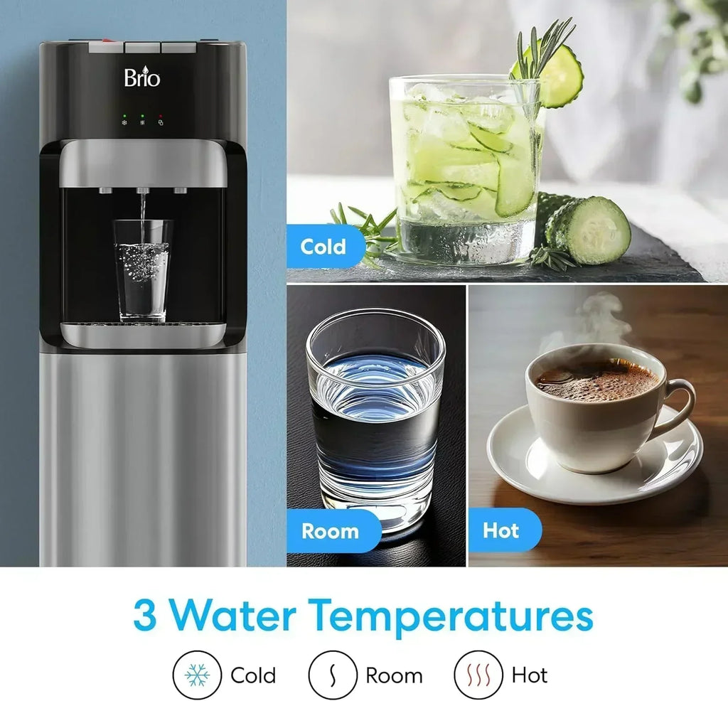 Bottom Loading Water Cooler Dispenser for 5 Gallon Bottles 3 Temperatures with Hot Room Cold Spouts