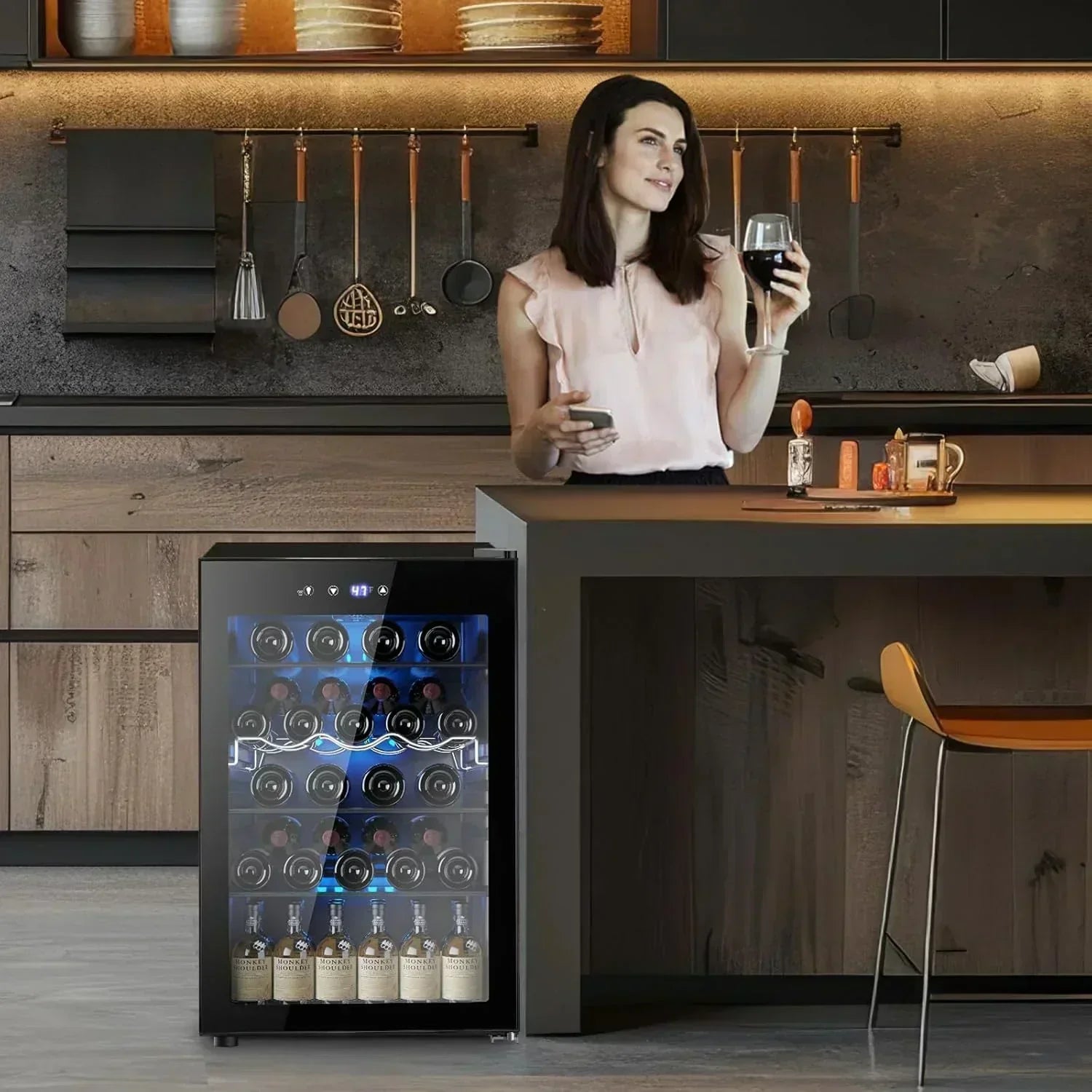 Mini Fridge 130 Can Beverage Refrigerator Cooler Drink Fridge Adjustable Temperature Control