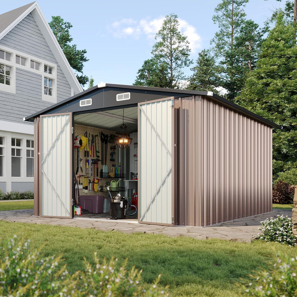 Aoxun 6.2x4 FT Shed Outdoor Storage Shed Metal Garden Shed Sloping Roof Tool Shed Bike Shed